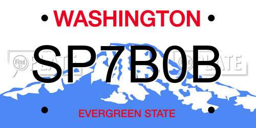 SP7B0B Washington License Plate