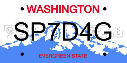 SP7D4G Washington License Plate