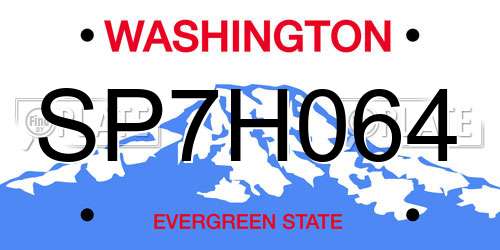 SP7H064 Washington License Plate