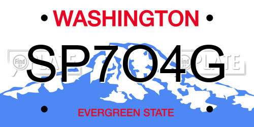 SP7O4G Washington License Plate