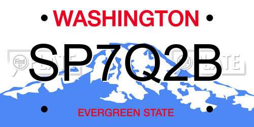 SP7Q2B Washington License Plate