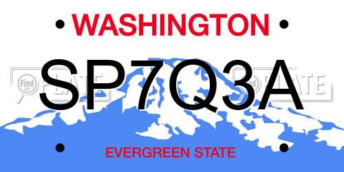 SP7Q3A Washington License Plate
