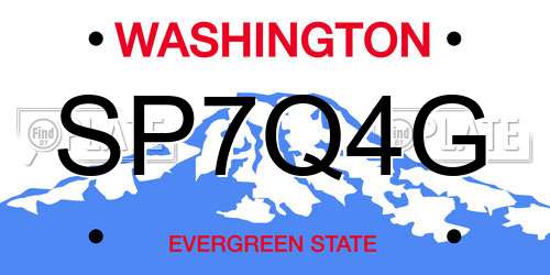 SP7Q4G Washington License Plate