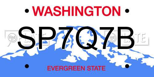 SP7Q7B Washington License Plate