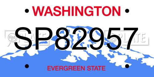 SP82957 Washington License Plate