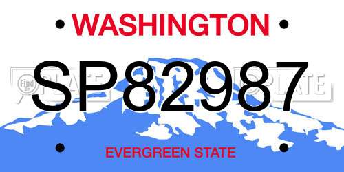 SP82987 Washington License Plate