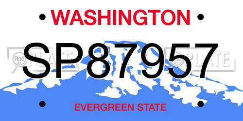 SP87957 Washington License Plate