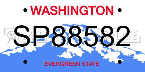 SP88582 Washington License Plate