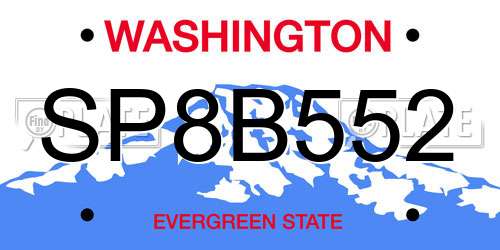 SP8B552 Washington License Plate