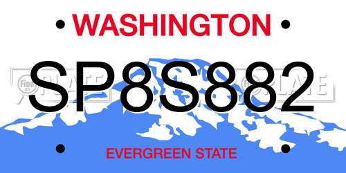 SP8S882 Washington License Plate