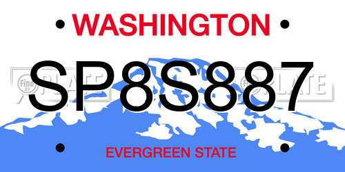 SP8S887 Washington License Plate