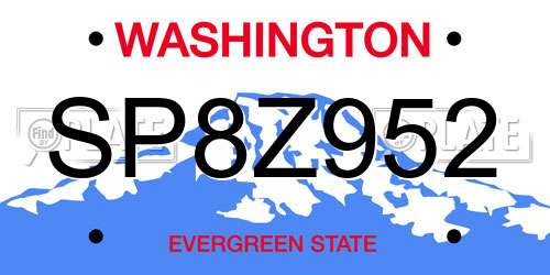SP8Z952 Washington License Plate