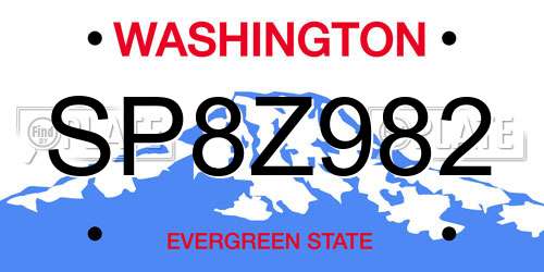 SP8Z982 Washington License Plate