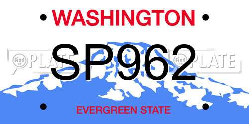 SP962 Washington License Plate
