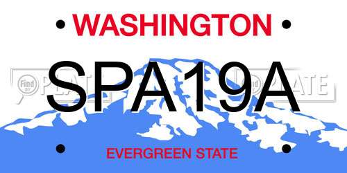 SPA19A Washington License Plate