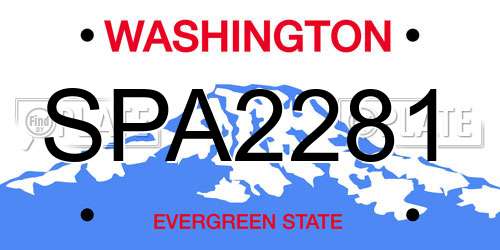 SPA2281 Washington License Plate