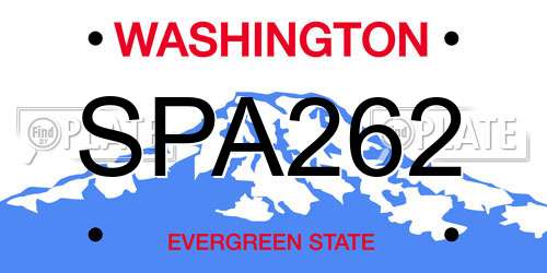 SPA262 Washington License Plate