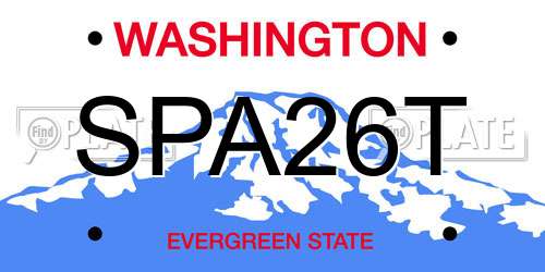 SPA26T Washington License Plate