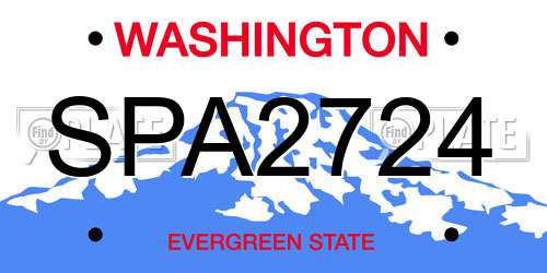 SPA2724 Washington License Plate
