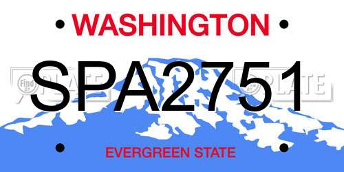 SPA2751 Washington License Plate