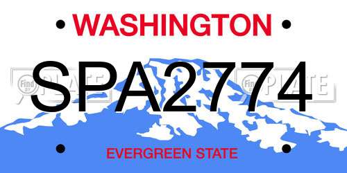 SPA2774 Washington License Plate