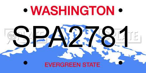 SPA2781 Washington License Plate