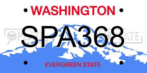 SPA368 Washington License Plate