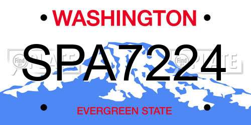 SPA7224 Washington License Plate