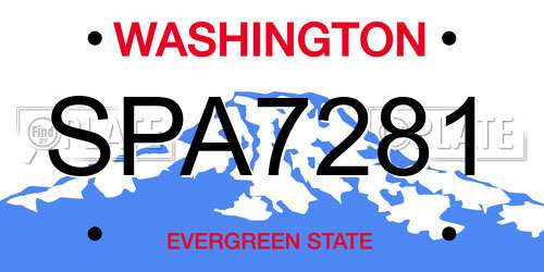 SPA7281 Washington License Plate