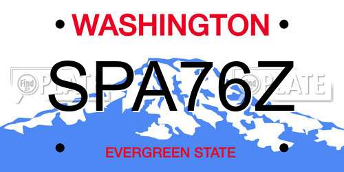 SPA76Z Washington License Plate