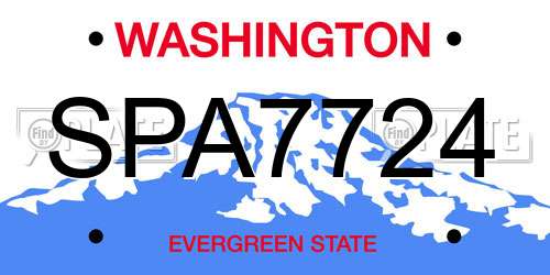 SPA7724 Washington License Plate