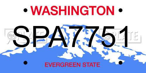 SPA7751 Washington License Plate