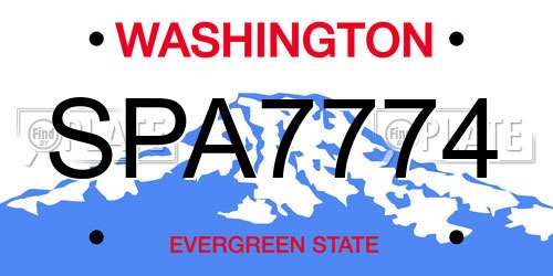 SPA7774 Washington License Plate