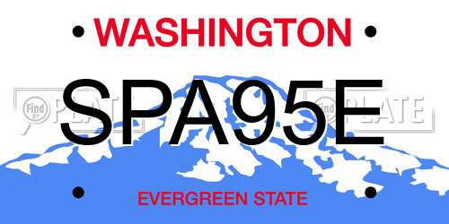 SPA95E Washington License Plate