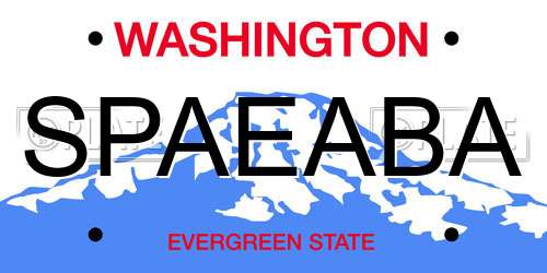 SPAEABA Washington License Plate