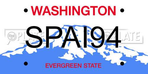 SPAI94 Washington License Plate