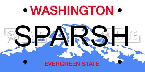 SPARSH Washington License Plate