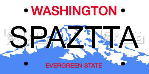 SPAZTTA Washington License Plate