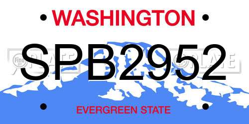 SPB2952 Washington License Plate
