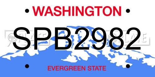 SPB2982 Washington License Plate