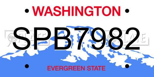 SPB7982 Washington License Plate