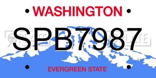 SPB7987 Washington License Plate