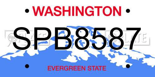 SPB8587 Washington License Plate