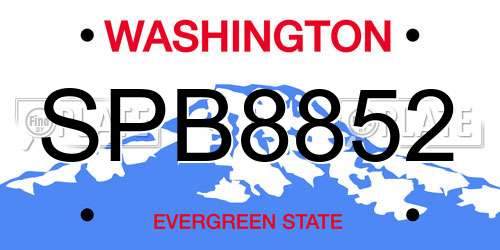 SPB8852 Washington License Plate