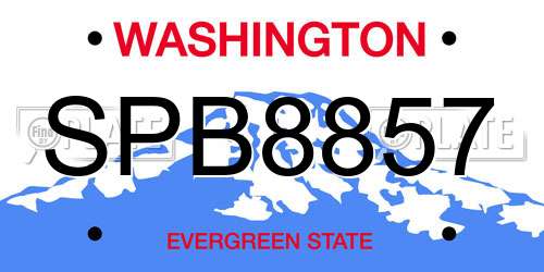 SPB8857 Washington License Plate