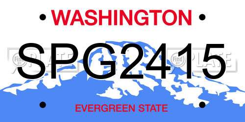 SPG2415 Washington License Plate