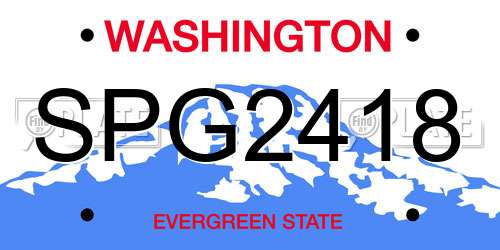 SPG2418 Washington License Plate