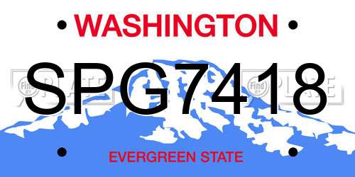 SPG7418 Washington License Plate