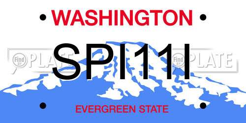 SPI11I Washington License Plate