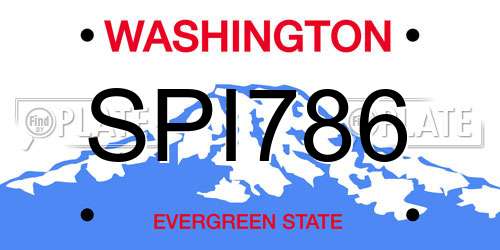 SPI786 Washington License Plate